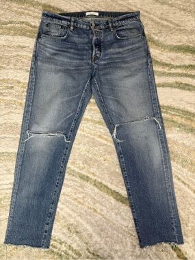 Moussy Vintage Jeans in Faded Blue with Knee Rips